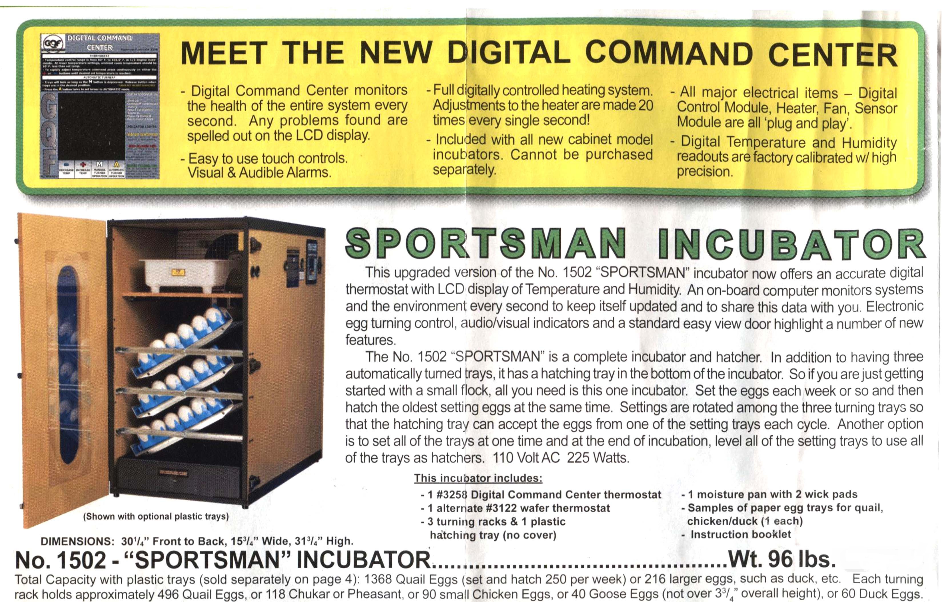 Sportsman Incubator Cackle Hatchery