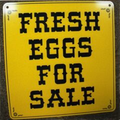 "Fresh Eggs For Sale" sign