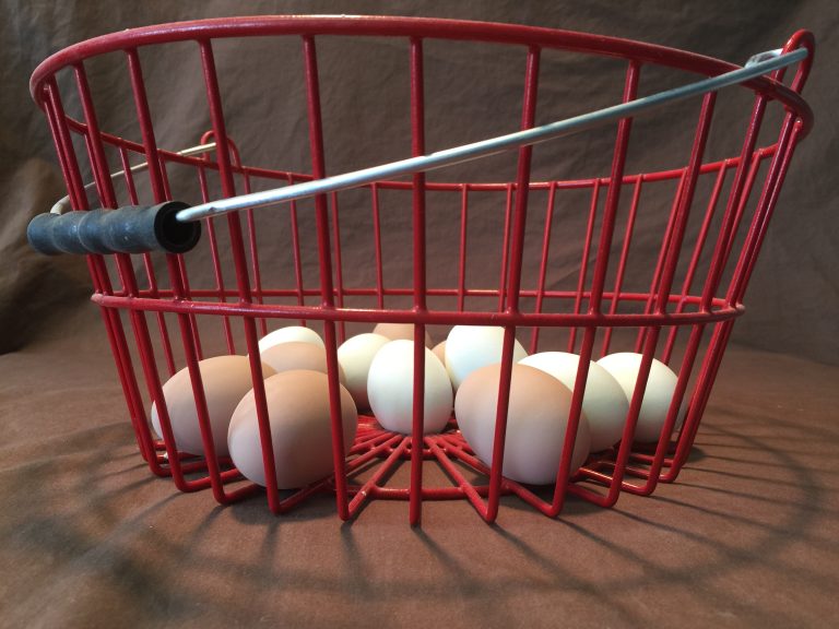 Red Egg Basket With 12 Ceramic Eggs Included-3934