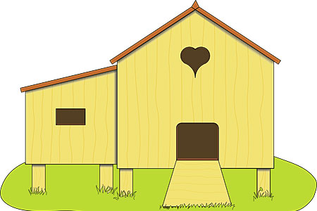 An animated drawing of a chicken coop