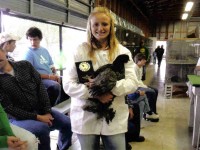 Kayle holding a Blue Cochin Chicken Hen purchased from Cackle Hatchery®. She won Best chicken in The Barn award at the Oconto county Fair, August 2009. Thanks Cackle!