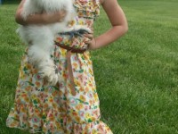 Girl holding a chicken