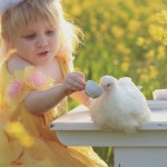 girl giving a chicken tea